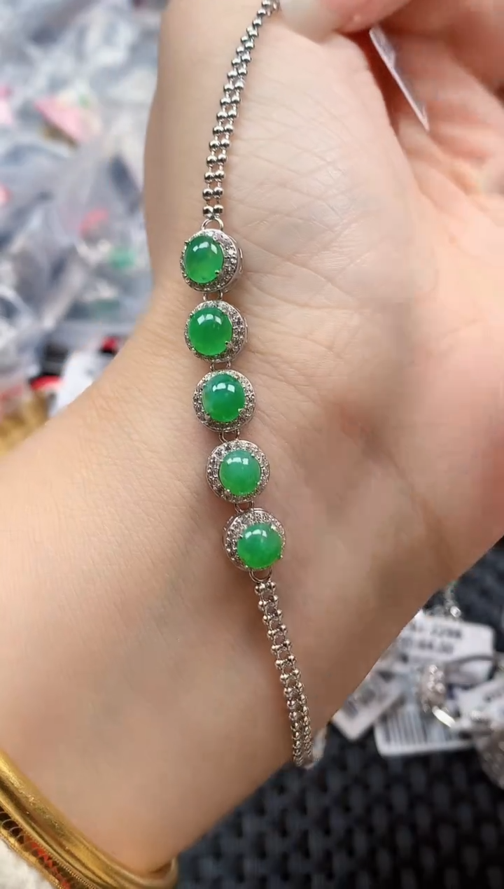 银S925镶嵌戒指翡翠天然A货缅甸翡翠