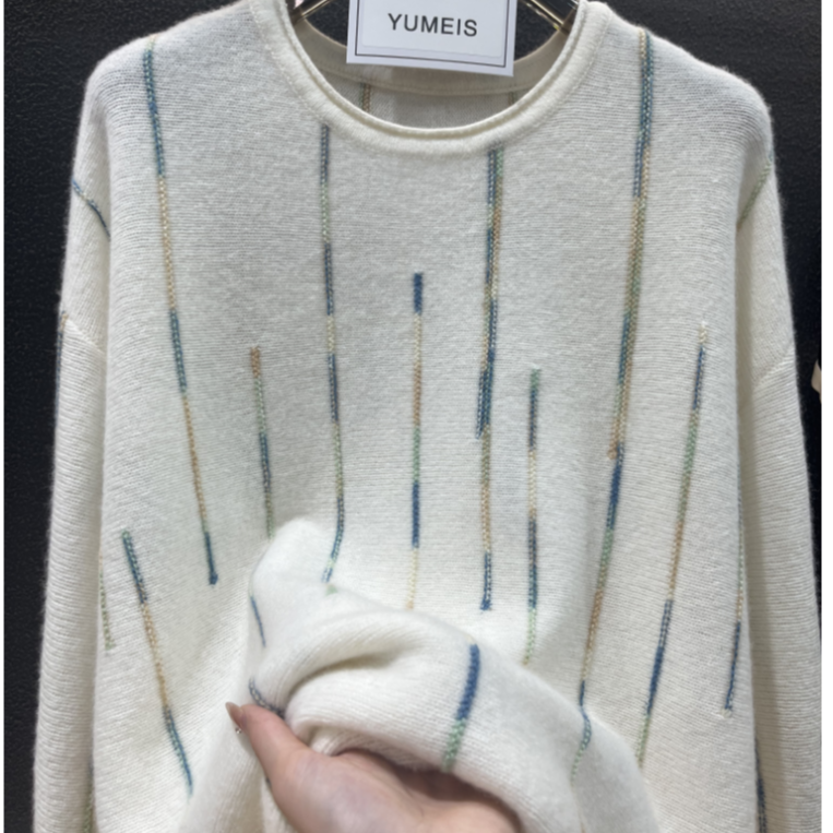 【绿条】时尚打底女士宽松加厚圆领秋冬毛衣