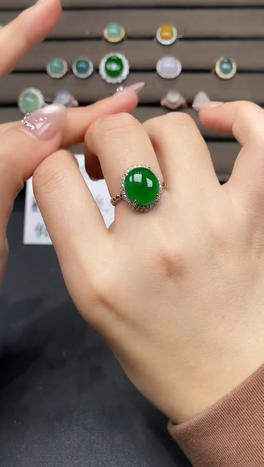 银S925镶嵌戒指翡翠111