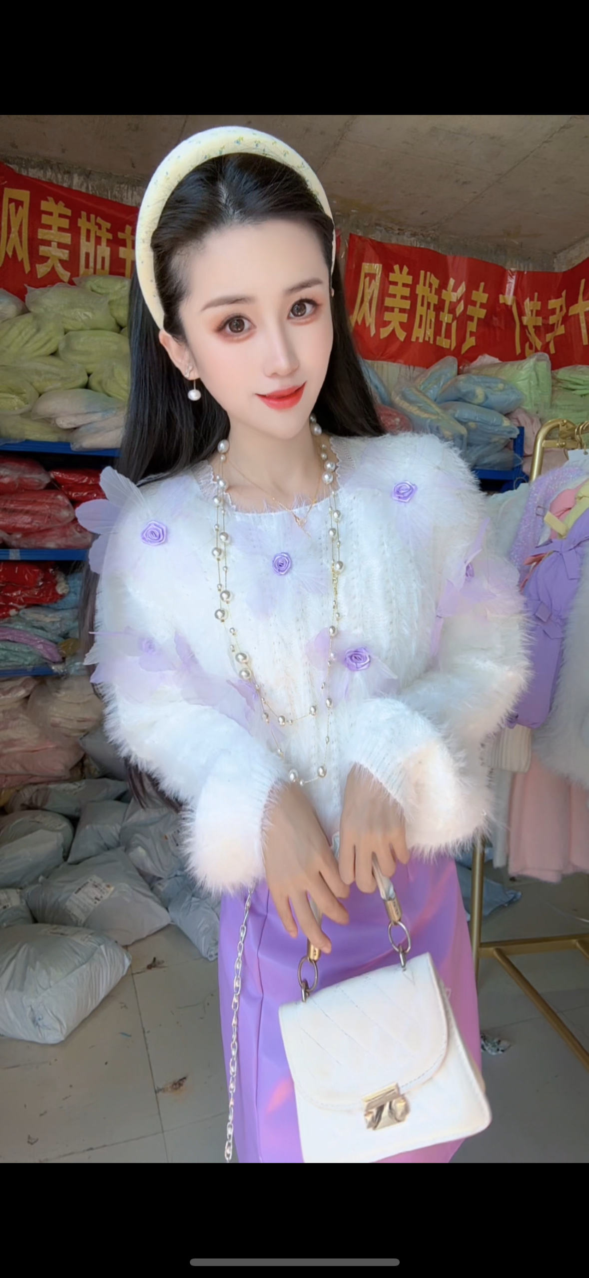 别致绝美立体花朵毛衣女秋冬甜美减龄仿貂绒软糯针织衫上衣