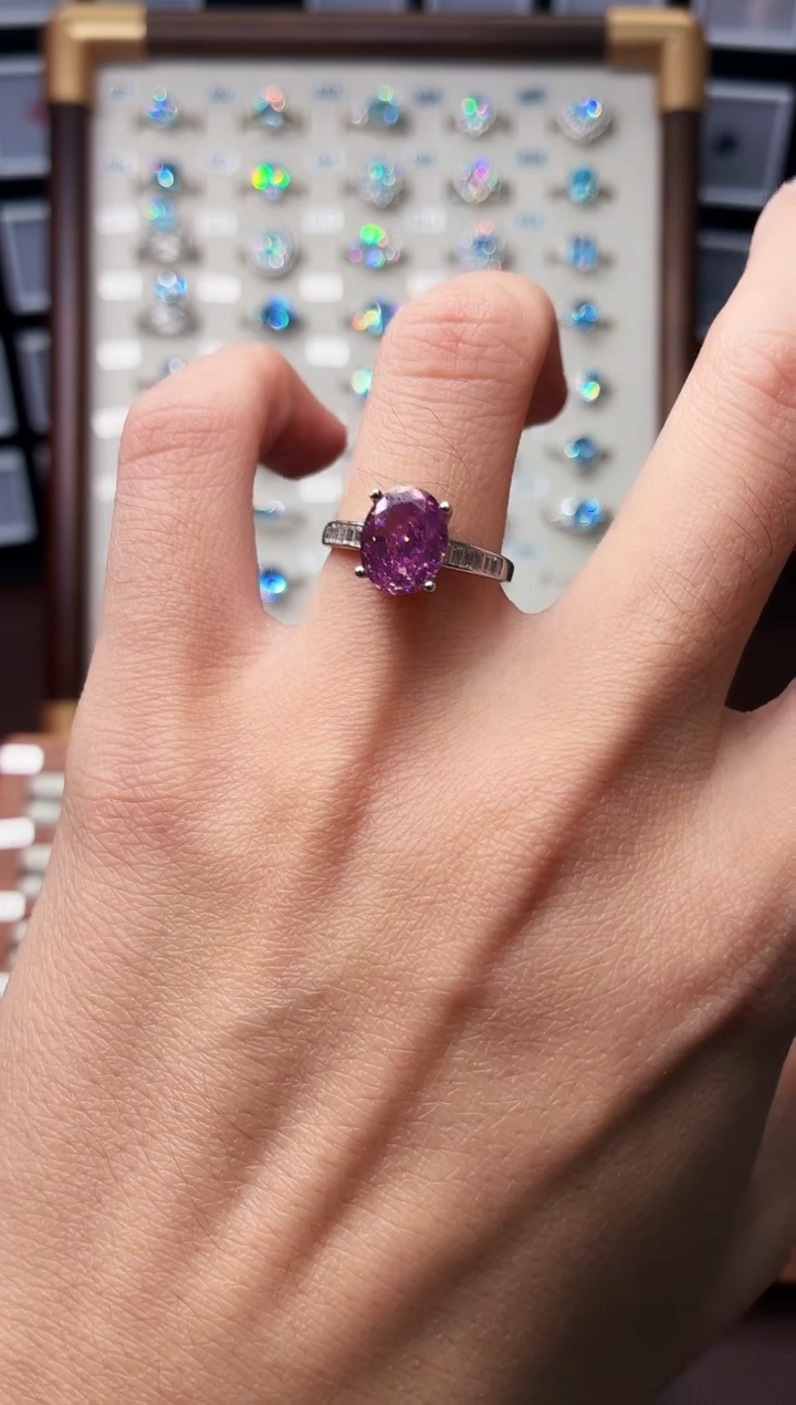 戒指彩色蓝宝石银S925镶嵌1888