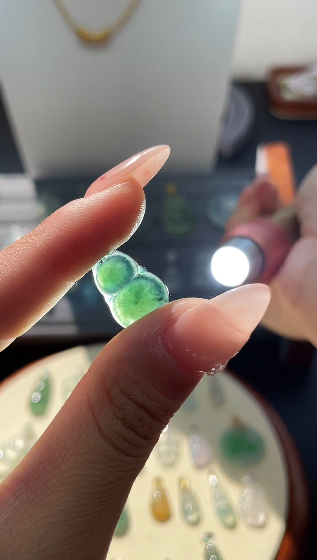 颈饰未镶嵌翡翠22号 纯天然A货翡翠 葫芦手机挂