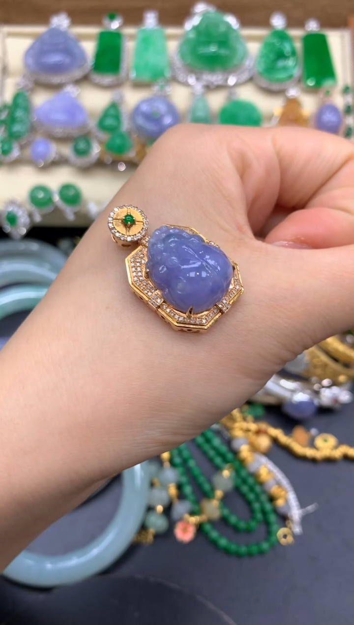 【闪购商品】翡翠颈饰18K金镶嵌443  -中国好珍宝