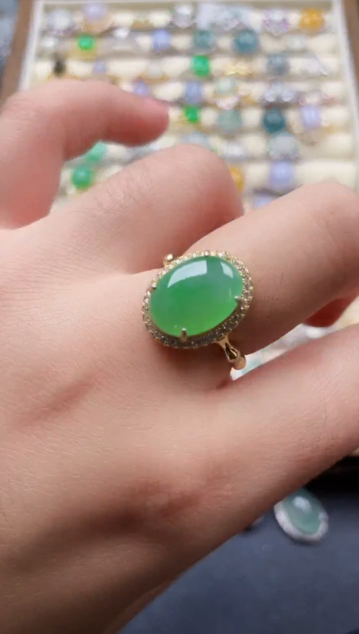 银S925镶嵌戒指翡翠213