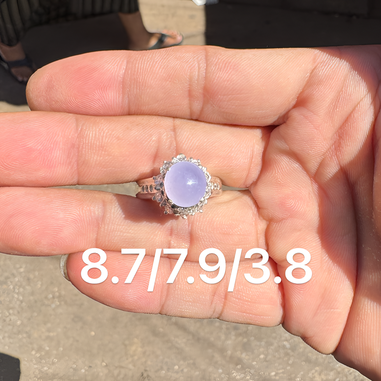 1118(小哪吒在源头)冰种翡翠紫罗兰戒面干净肉细杠味荧光足M110