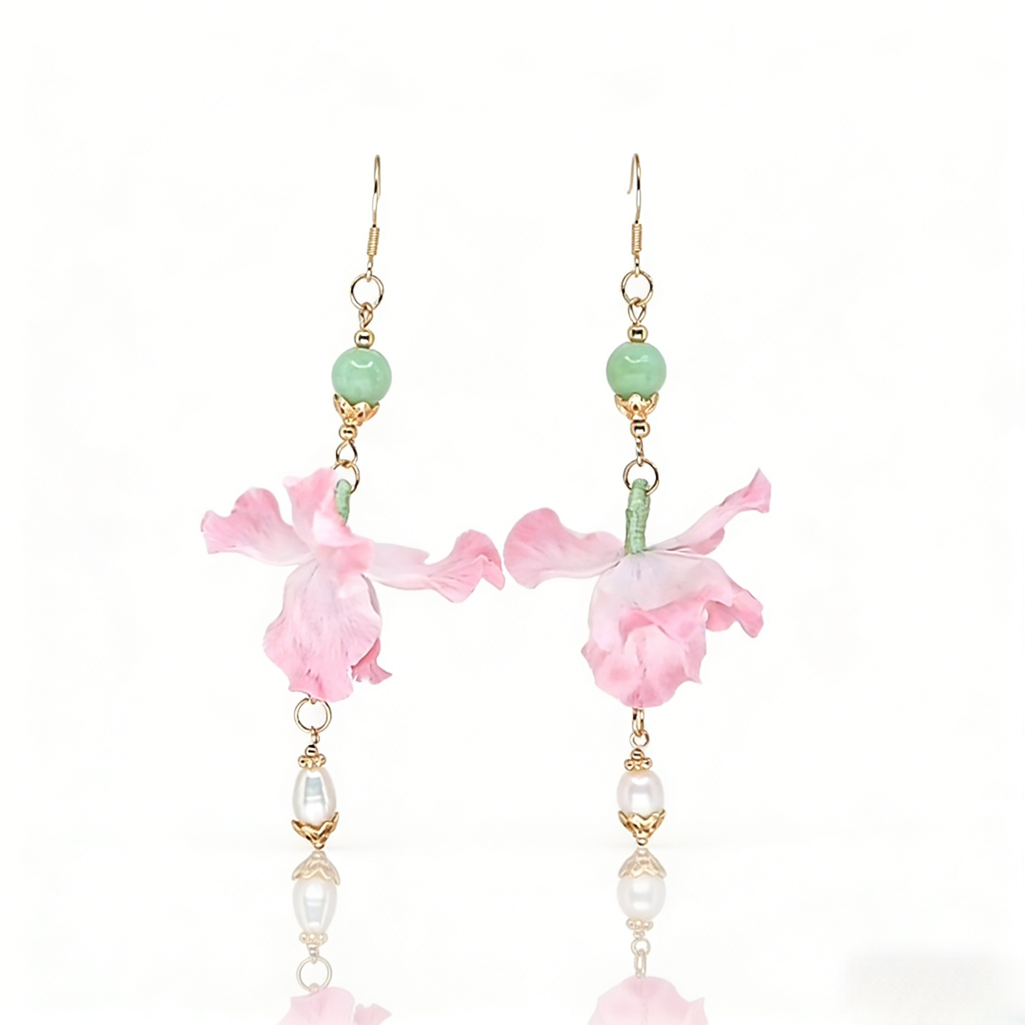 铜合金真丝耳饰 鸢尾花耳饰925银中国非遗绒花耳环