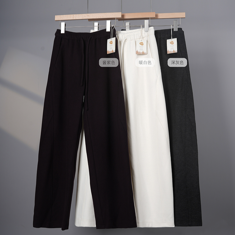 宝丫轻奢  女式时尚宽松结构设计感弯刀拖地休闲裤K4028