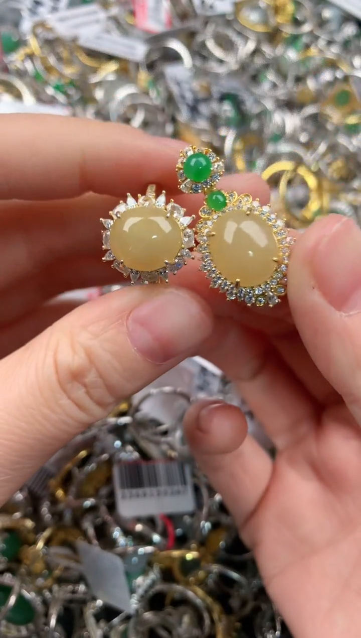 银S925镶嵌戒指翡翠444   10