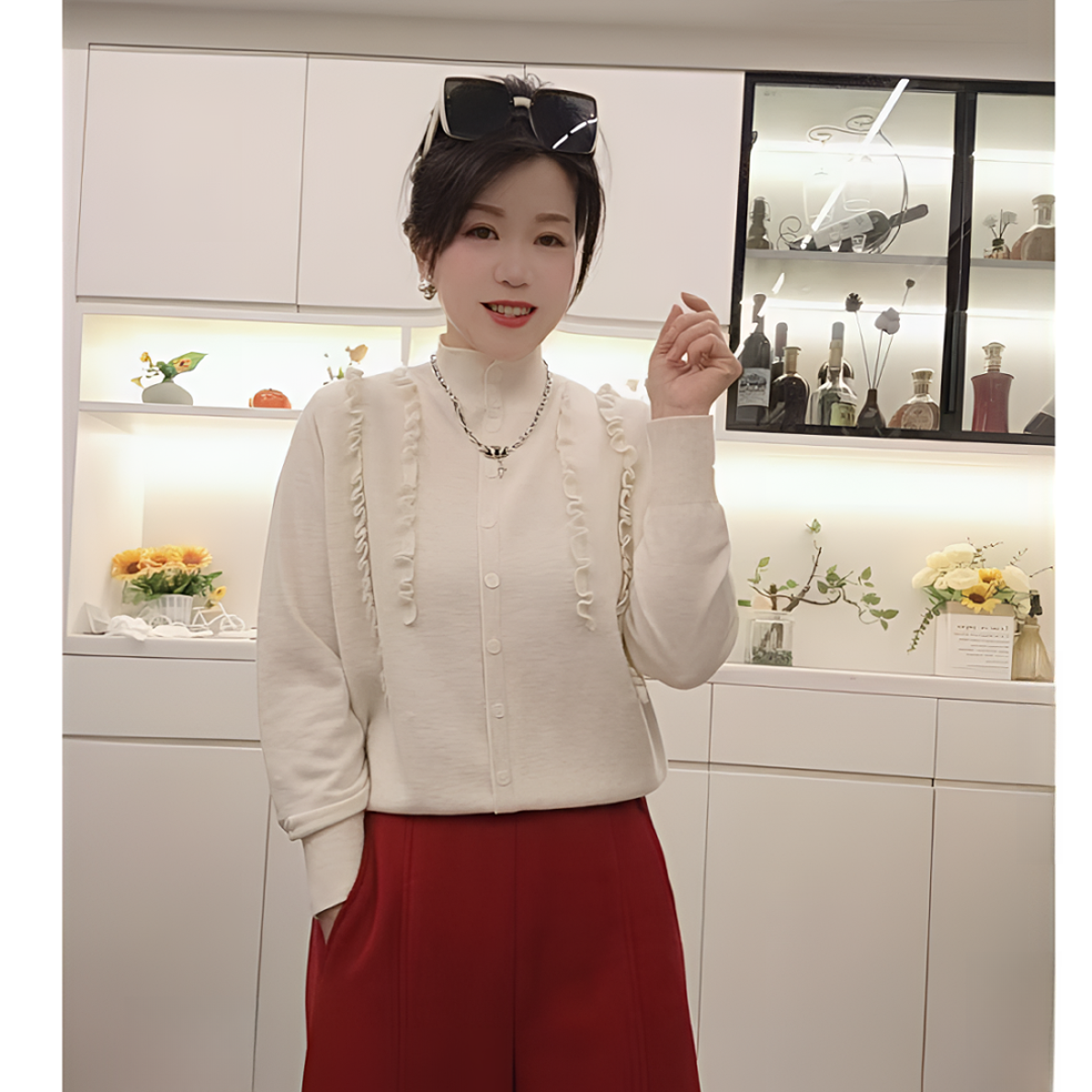 【琴缘】2025冬季新款针织宽松女长袖绵羊毛毛衣时尚立领打底衫女