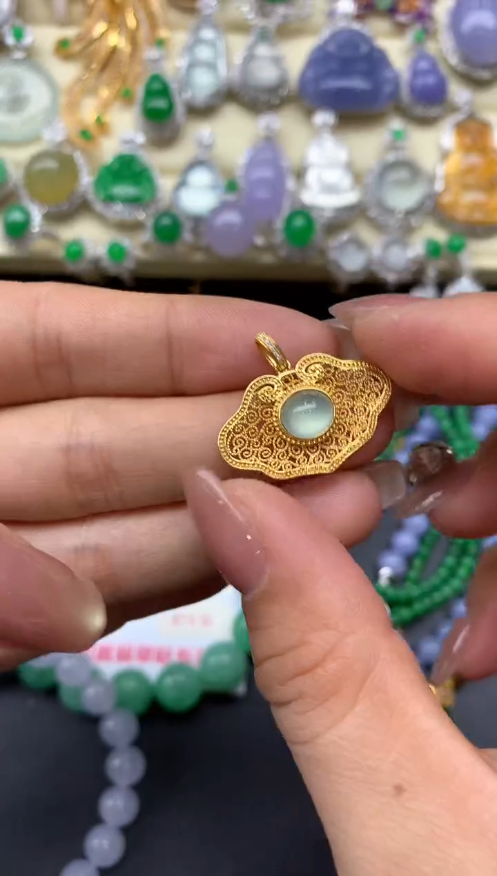 颈饰18K金镶嵌翡翠265-中国好珍宝