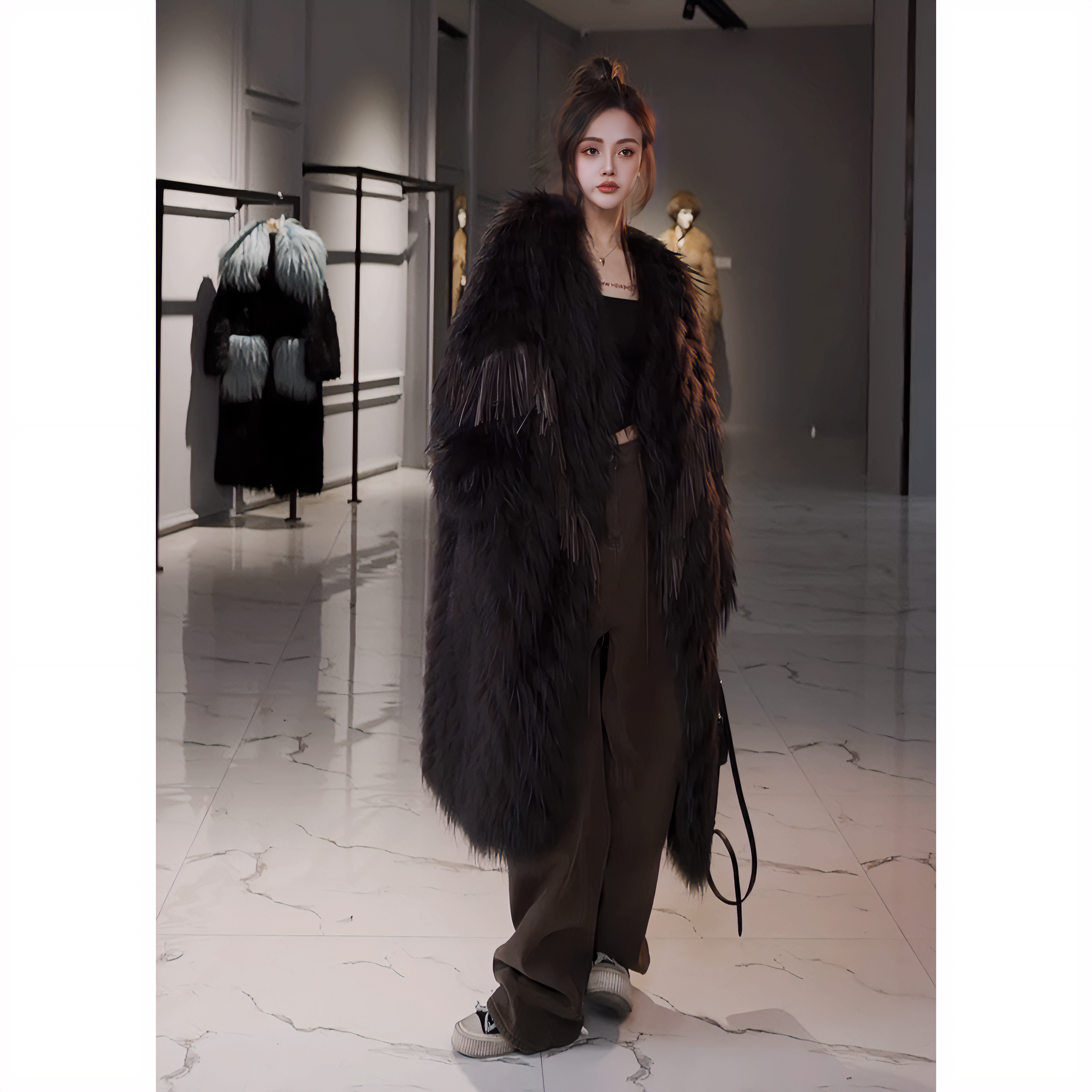 【香菜专属】“零时起意” CC1226 貉子毛长款皮草外套