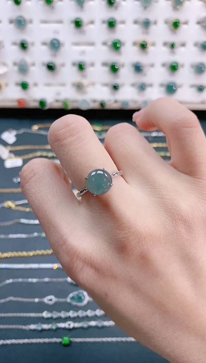 【闪购商品】翡翠戒指银S925镶嵌天然翡翠