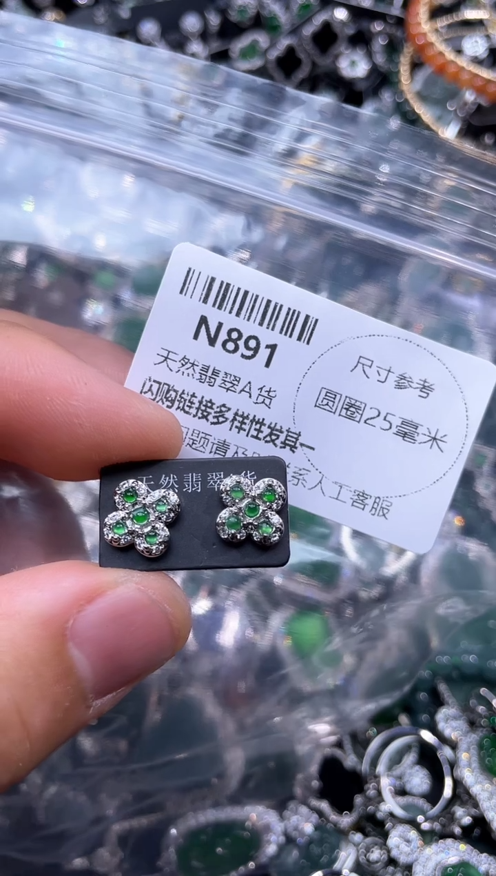 【闪购商品】翡翠颈饰未镶嵌N891耳钉
