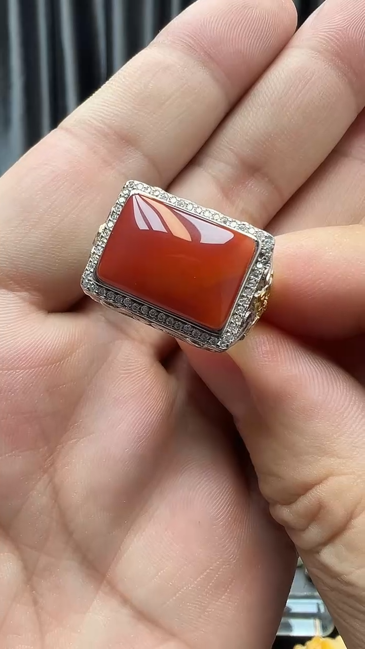 银S925镶嵌南红玛瑙戒指03