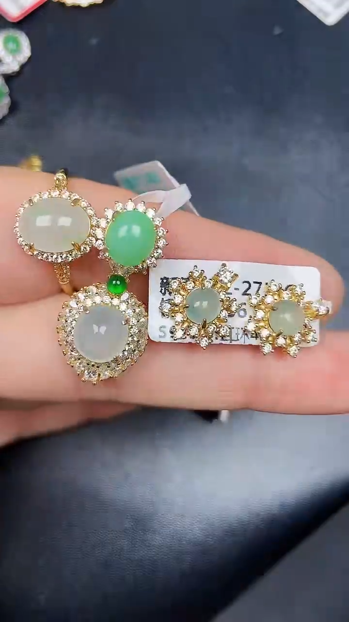 银S925镶嵌戒指翡翠3850