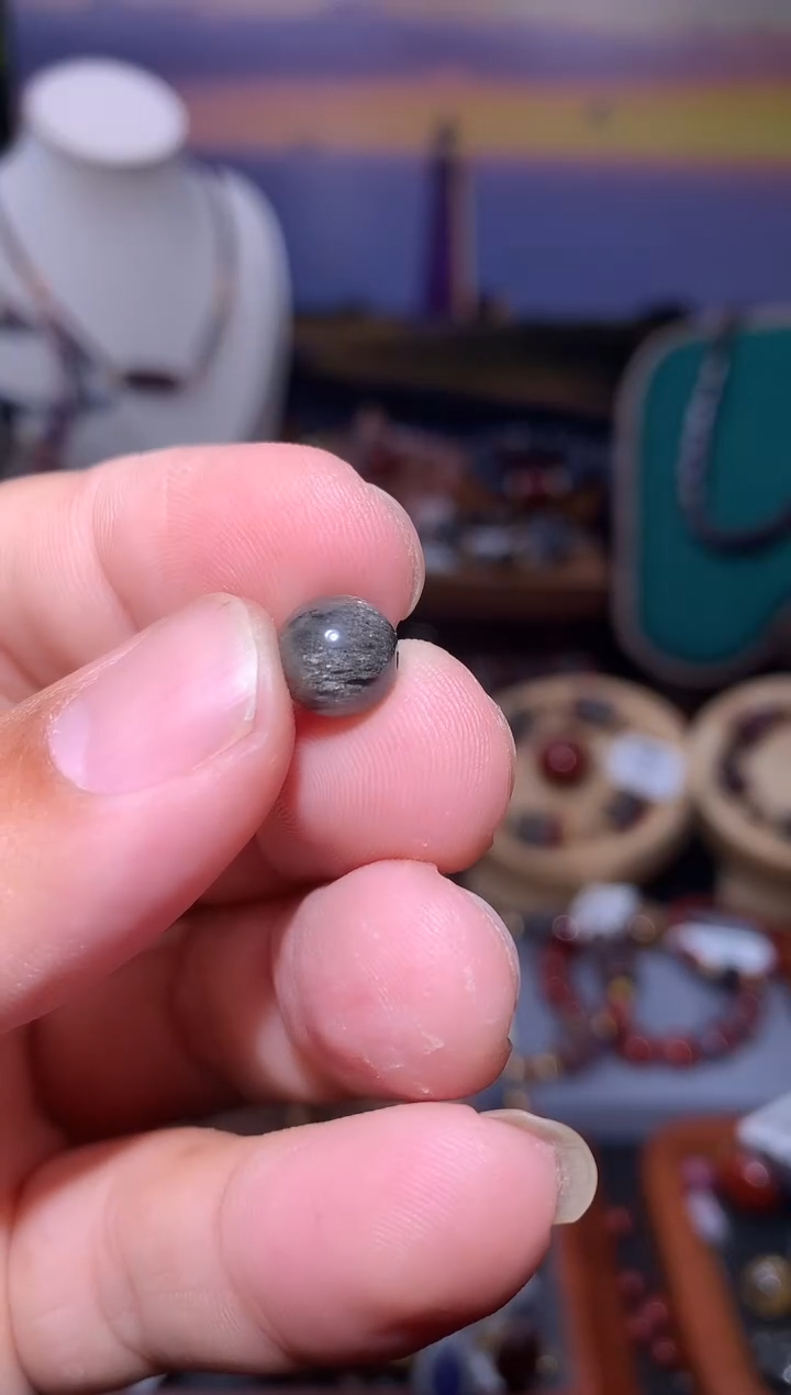 未镶嵌珠宝半成品水晶黑羽极光圆珠单颗