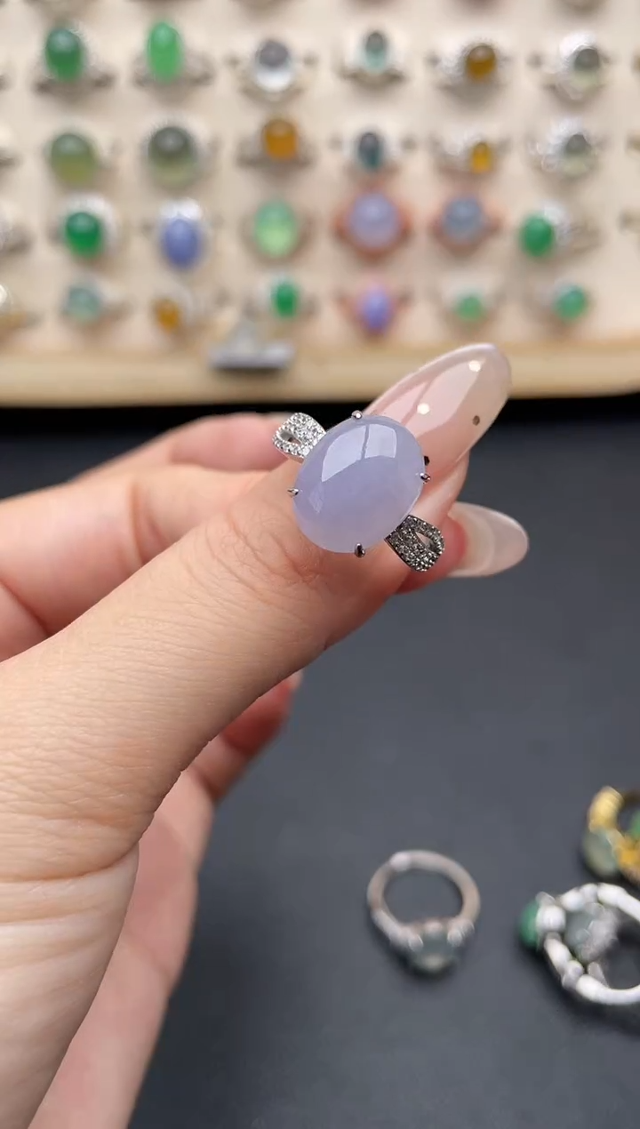 【闪购商品】翡翠戒指银S925镶嵌一物一证一礼盒