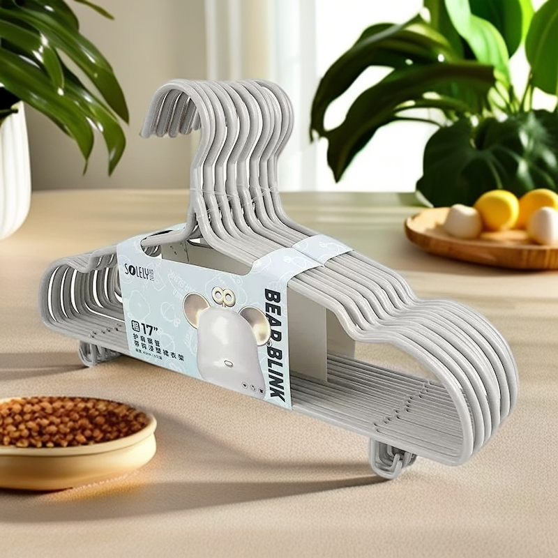 091买一送一16只加粗长度43cm带钩带凹槽钢管衣架