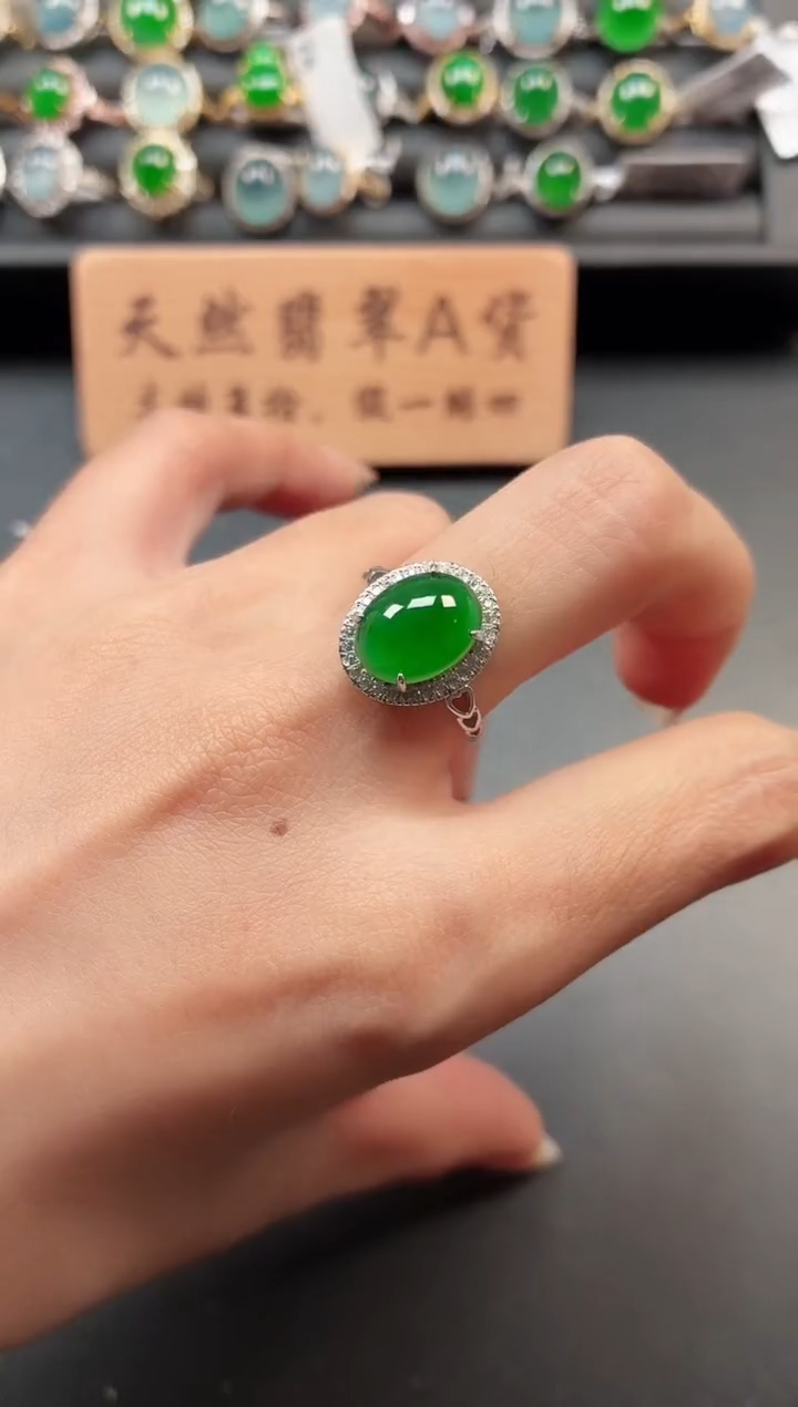 银S925镶嵌戒指翡翠11