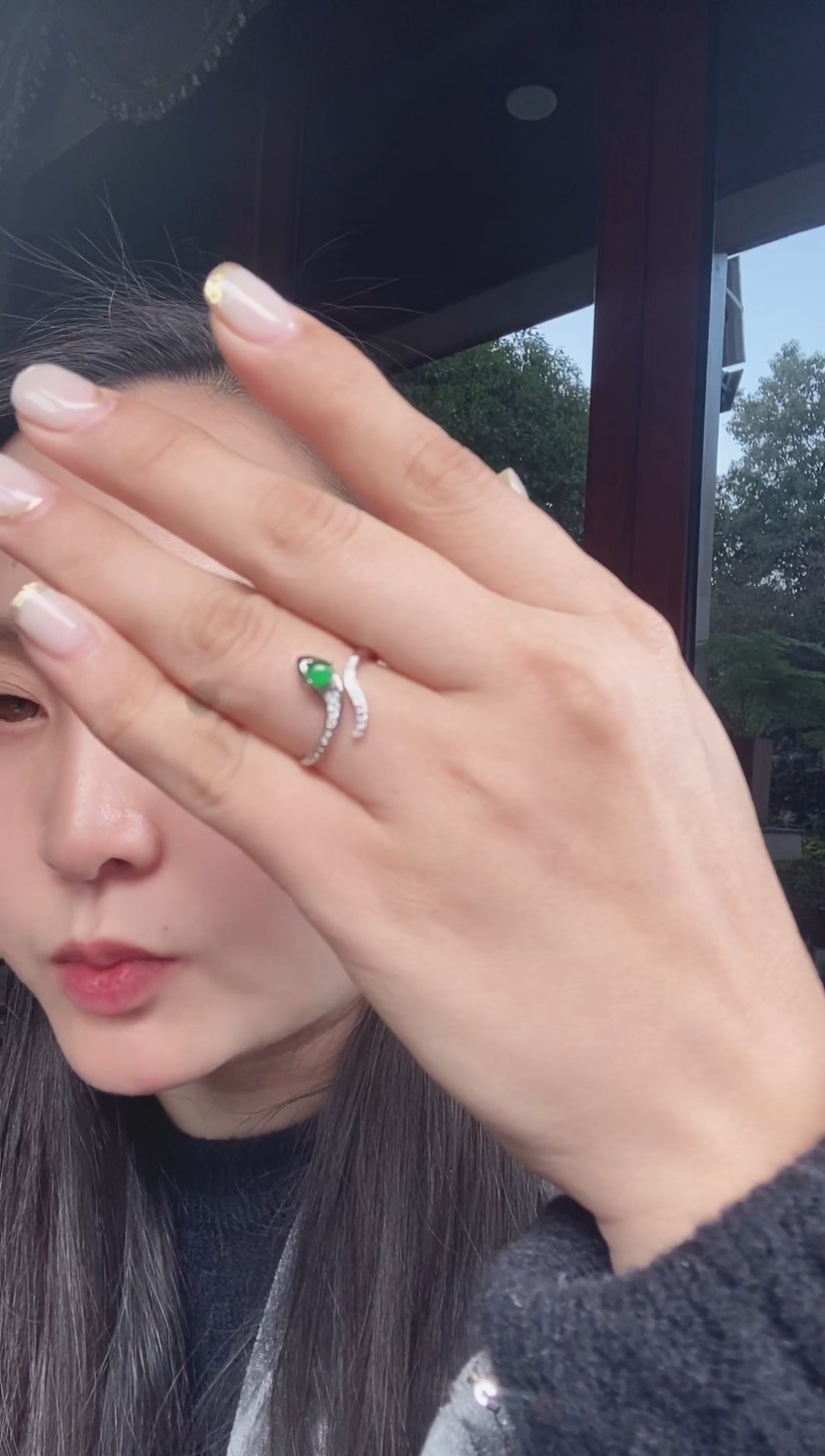 【闪购商品】翡翠戒指未镶嵌天然A货满绿灵蛇戒指