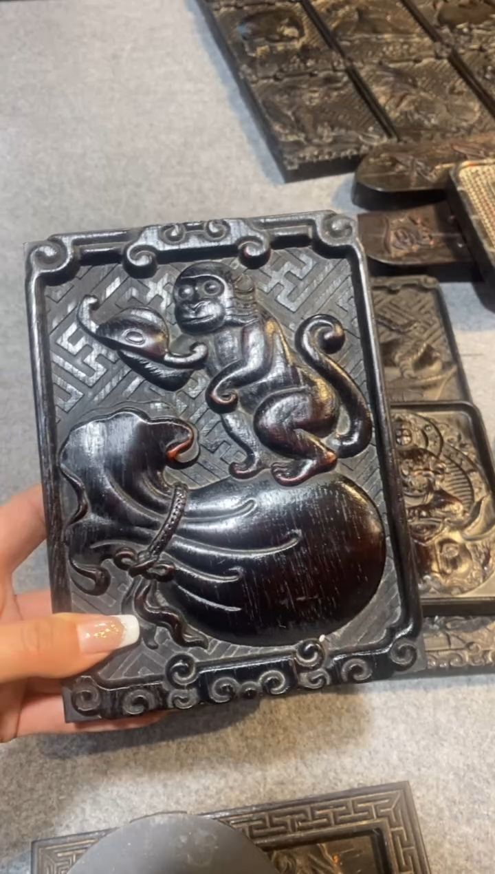 木紫檀拆件雕刻板以直播间实物为准微瑕老物件