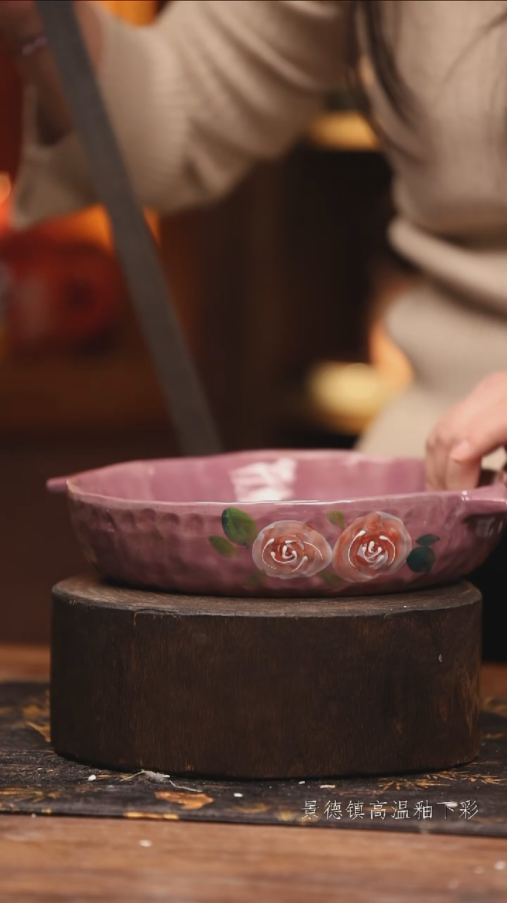 陶瓷景德镇高温釉下手绘陶瓷@L633@