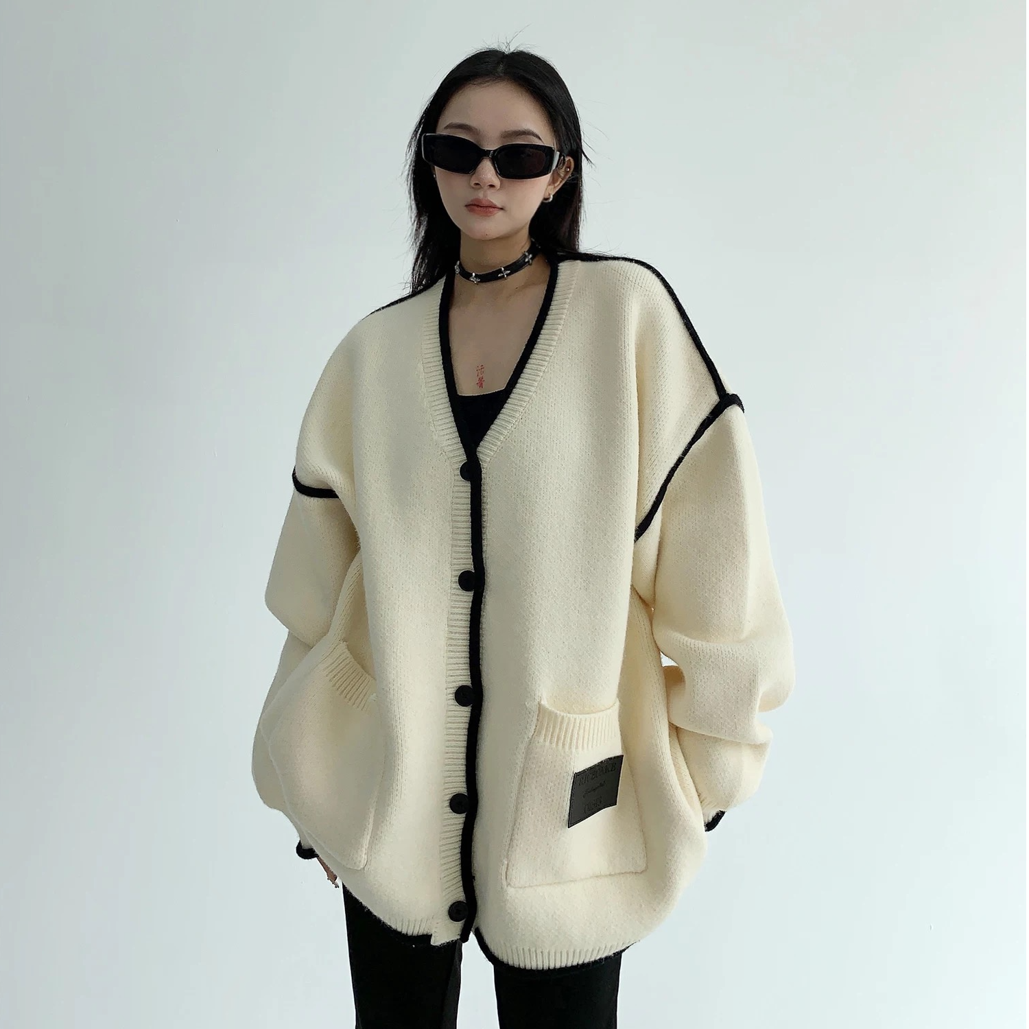 800-899秋冬纯色长袖针织公主袖毛针织衫轻奢冬季波点女