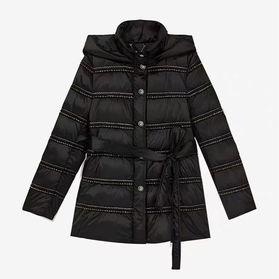 GXO 2025冬季新款 专选金韵小香风花边白鹅绒羽绒服WT0145