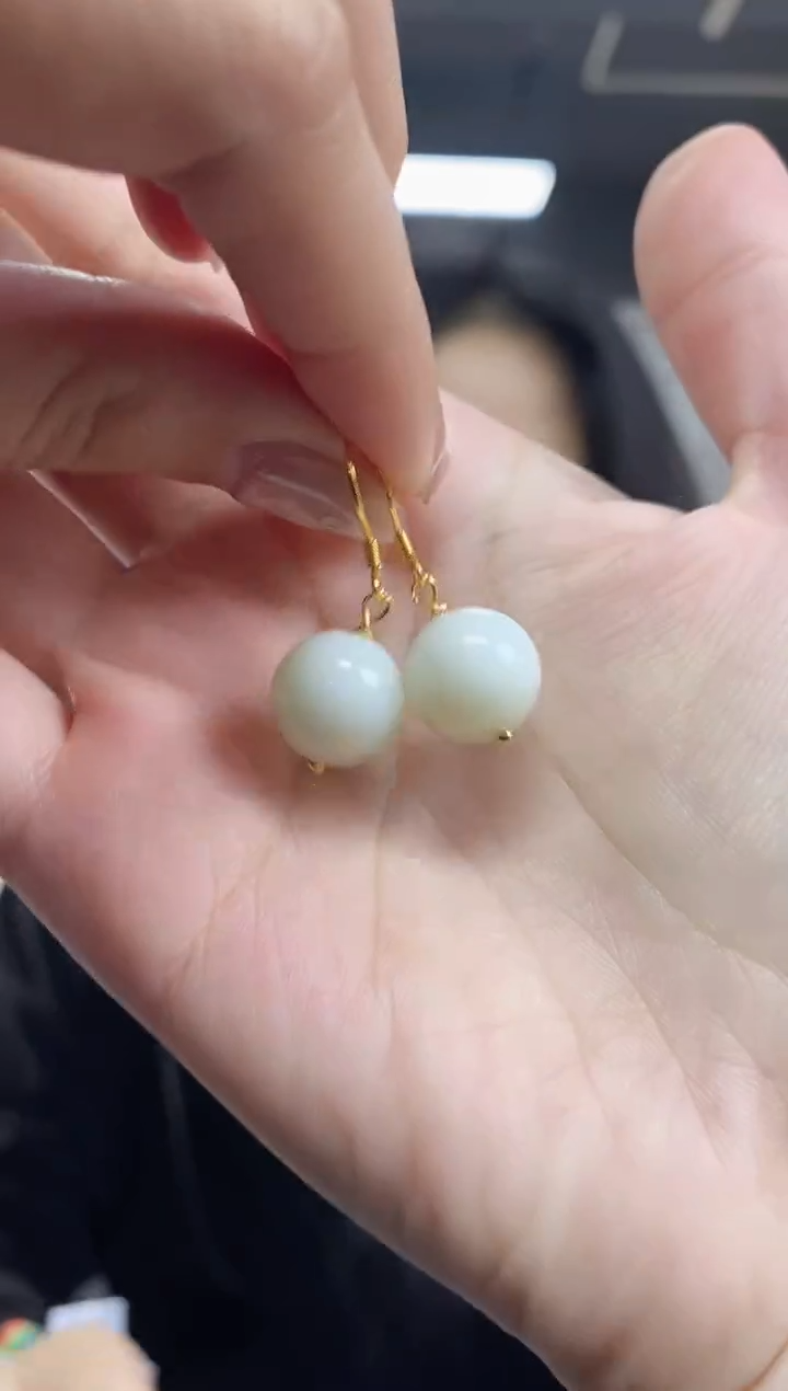 【闪购商品】和田玉耳饰银S925镶嵌多样性发其一颜色微差