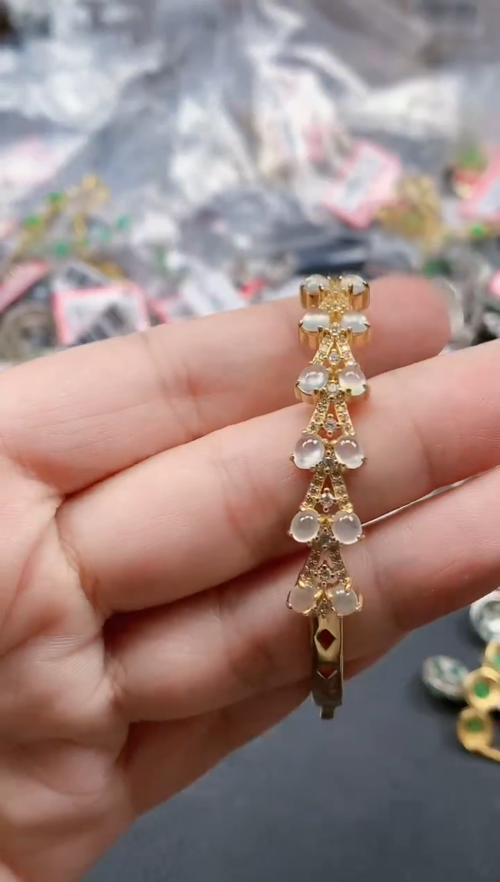 银S925镶嵌戒指翡翠天然A货缅甸翡翠