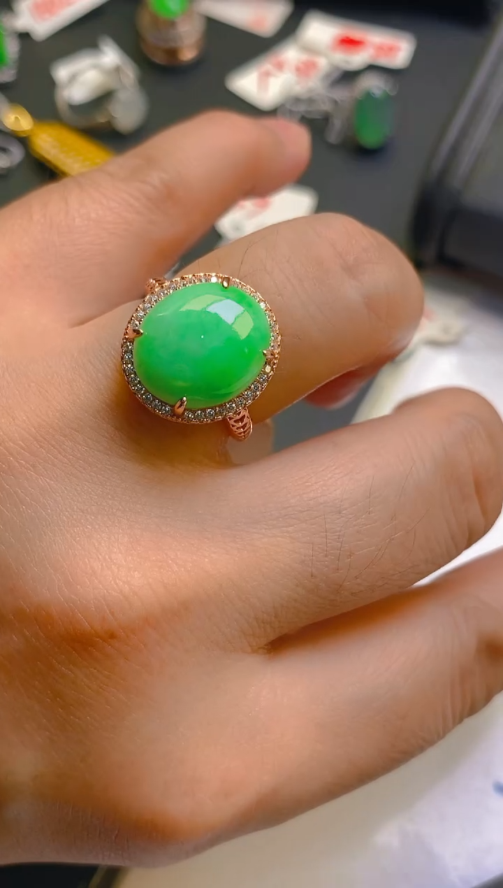 【闪购商品】翡翠耳饰银S925镶嵌天然A货翡翠1