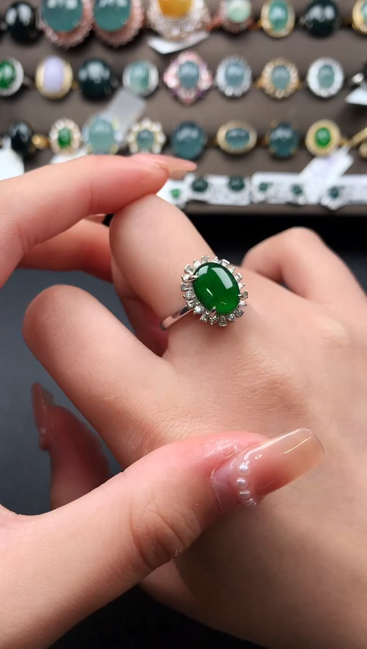 【闪购商品】翡翠戒指银S925镶嵌52141