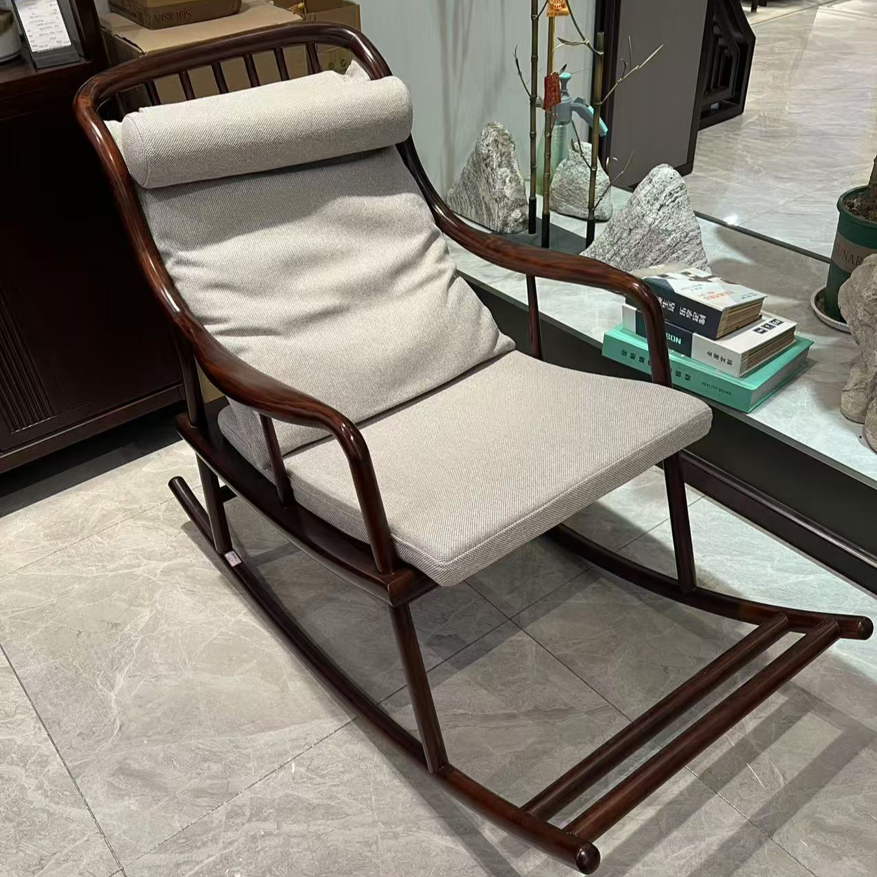 摇摇椅----轻奢时尚现代黑檀全实木摇摇椅家用摇摇椅新中式单人