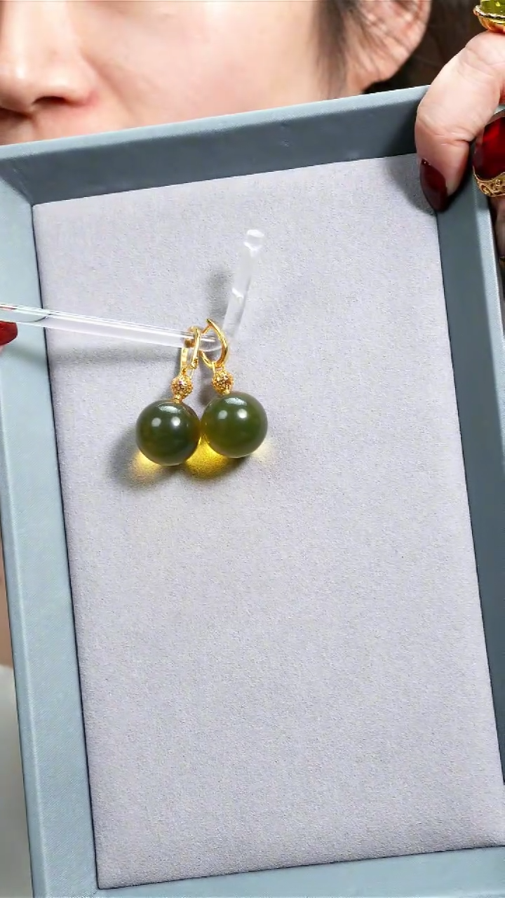 【闪购商品】琥珀戒指银S925镶嵌墨西哥天然19+净水蓝珀耳饰