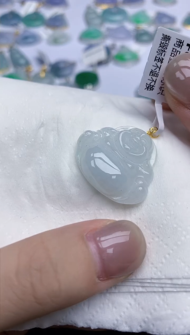 【闪购商品】翡翠颈饰18K金镶嵌天然翡翠A货