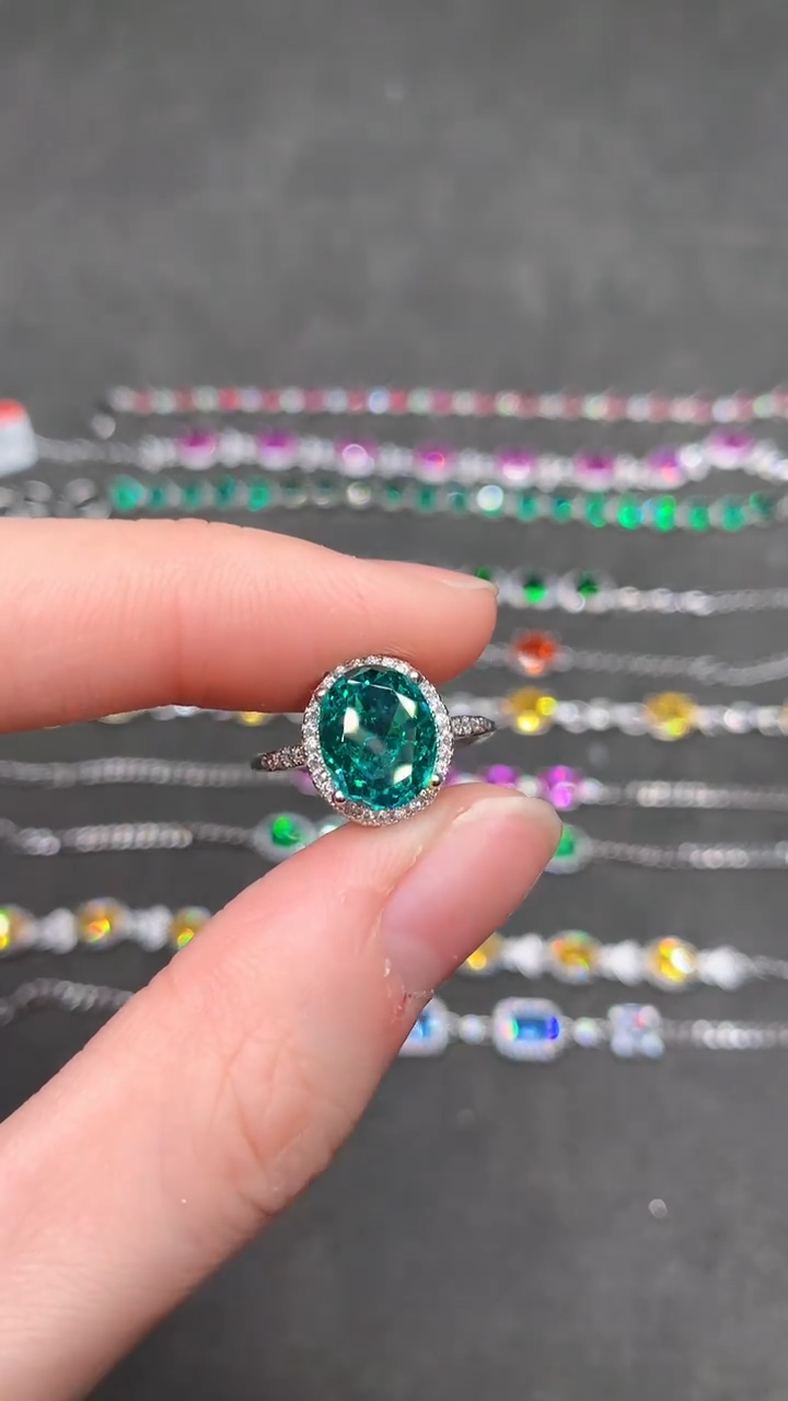 【闪购商品】帕拉依巴碧玺戒指银S925镶嵌·····