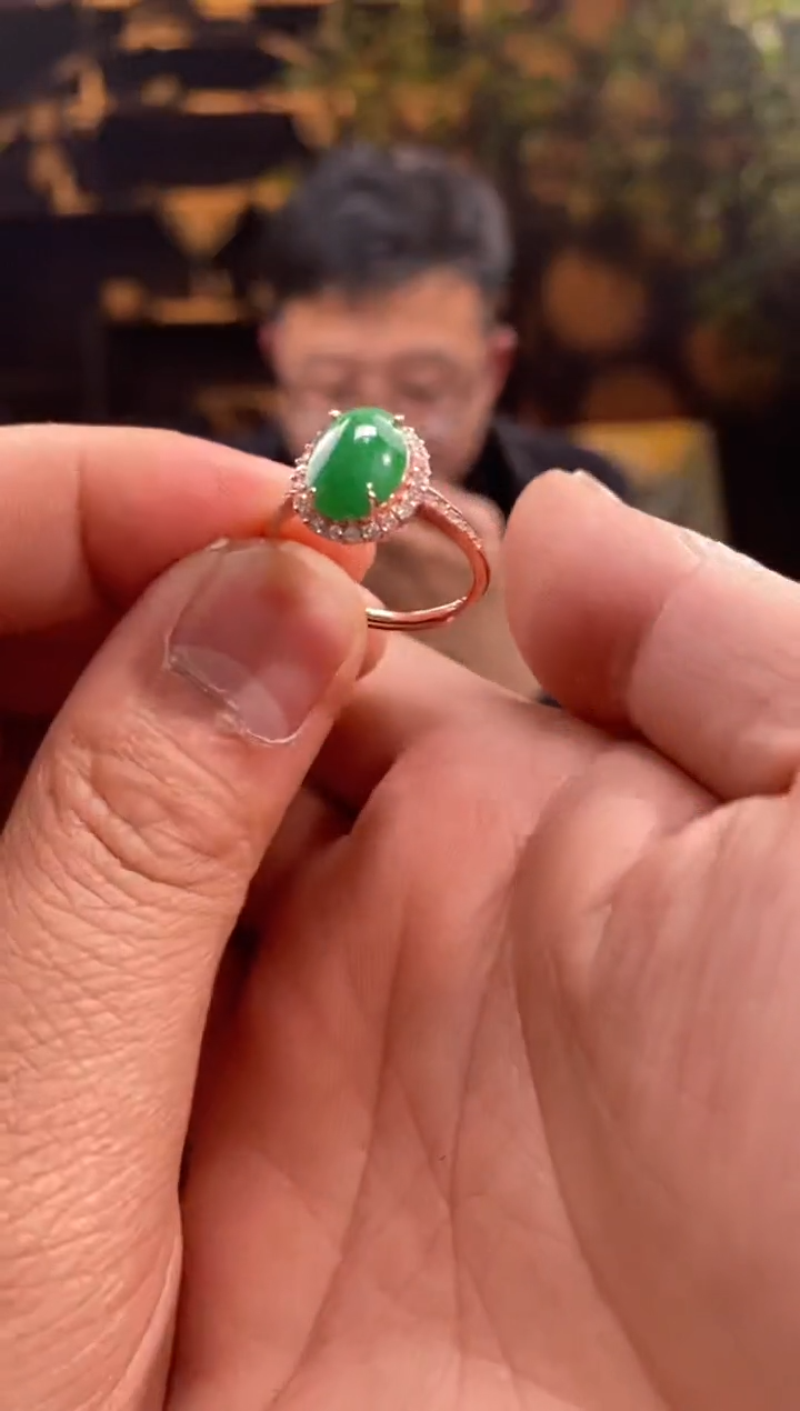 【闪购商品】翡翠戒指银S925镶嵌011902-天然翡翠a货戒指