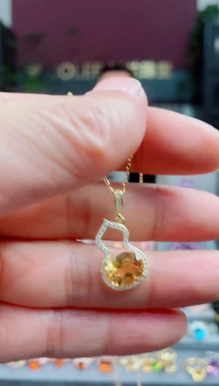 吊坠(赠链)银S925镶嵌黄晶黄晶吊坠