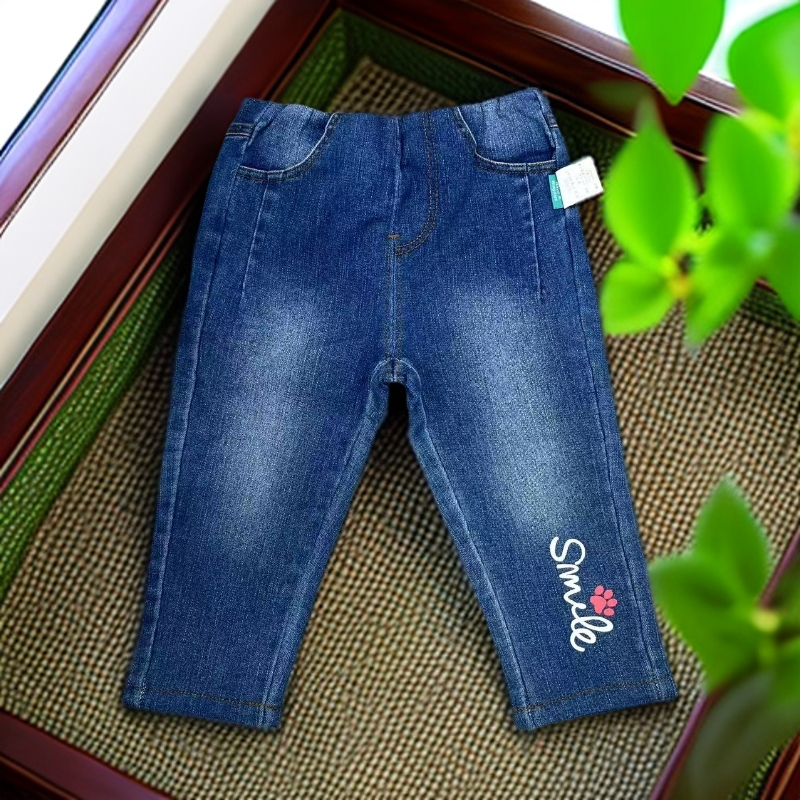 优儿宝贝1132814双层加厚直筒牛仔裤小女孩洋气韩范衣服 新款时髦