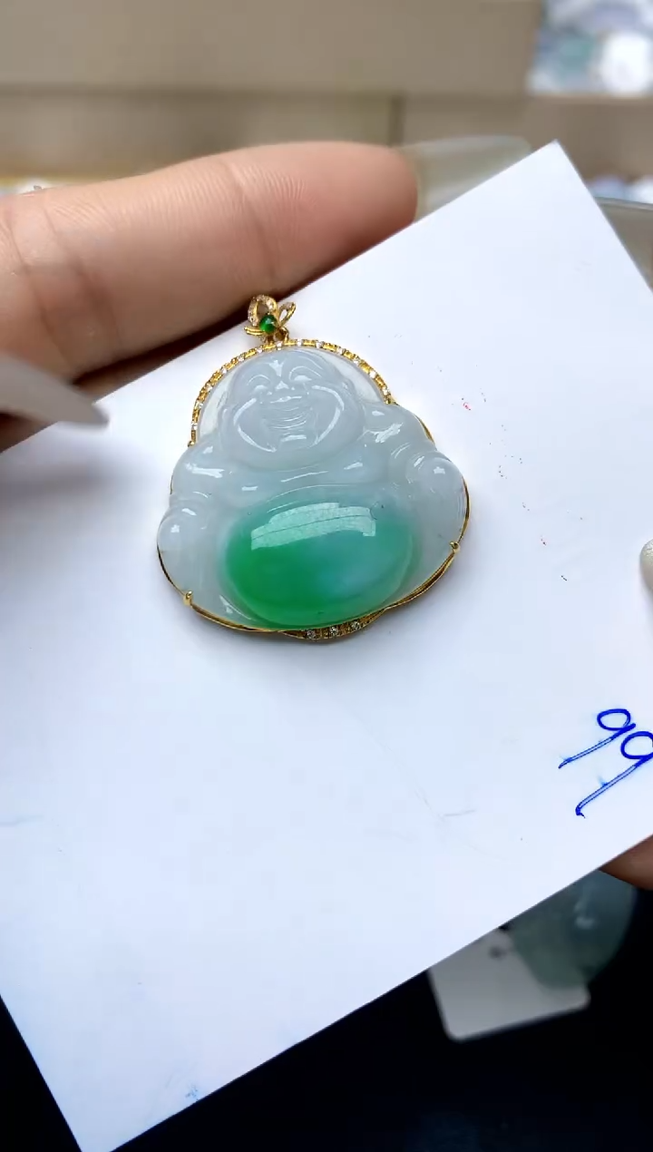 【闪购商品】翡翠颈饰18K金镶嵌天然A货翡翠