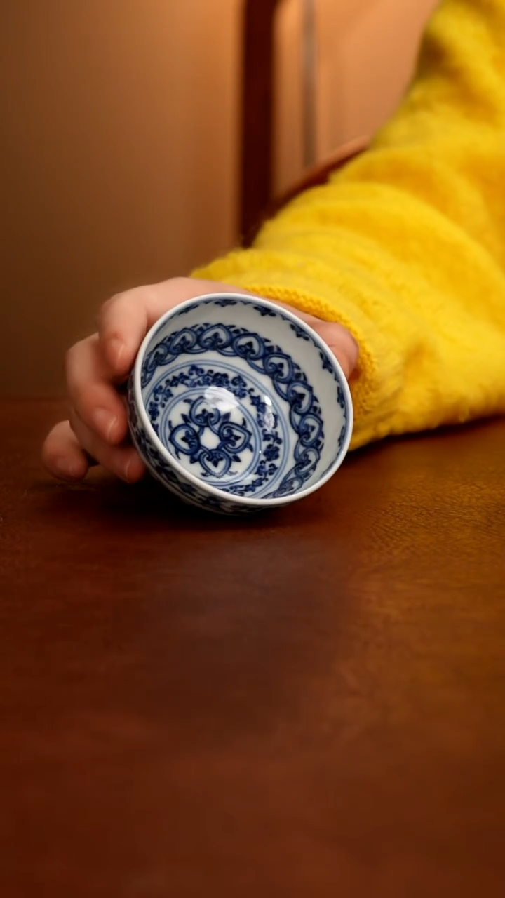 摆件陶景德镇瓷器，明成化青花瓷手绘茶具~
