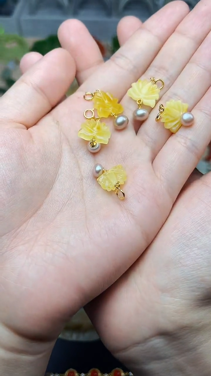 蜜蜡颈饰银S925镶嵌宝相花多样性拍一发一 06