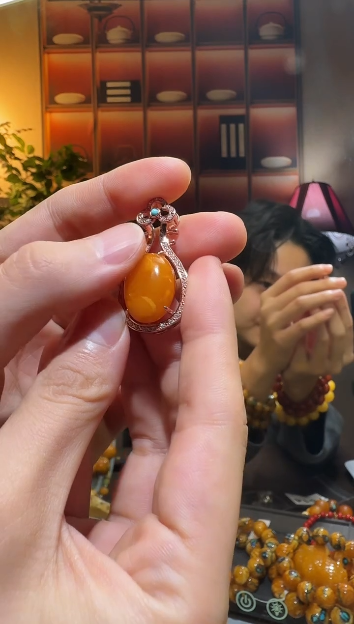 蜜蜡颈饰银S925镶嵌2033天然蜜蜡珠宝奇石