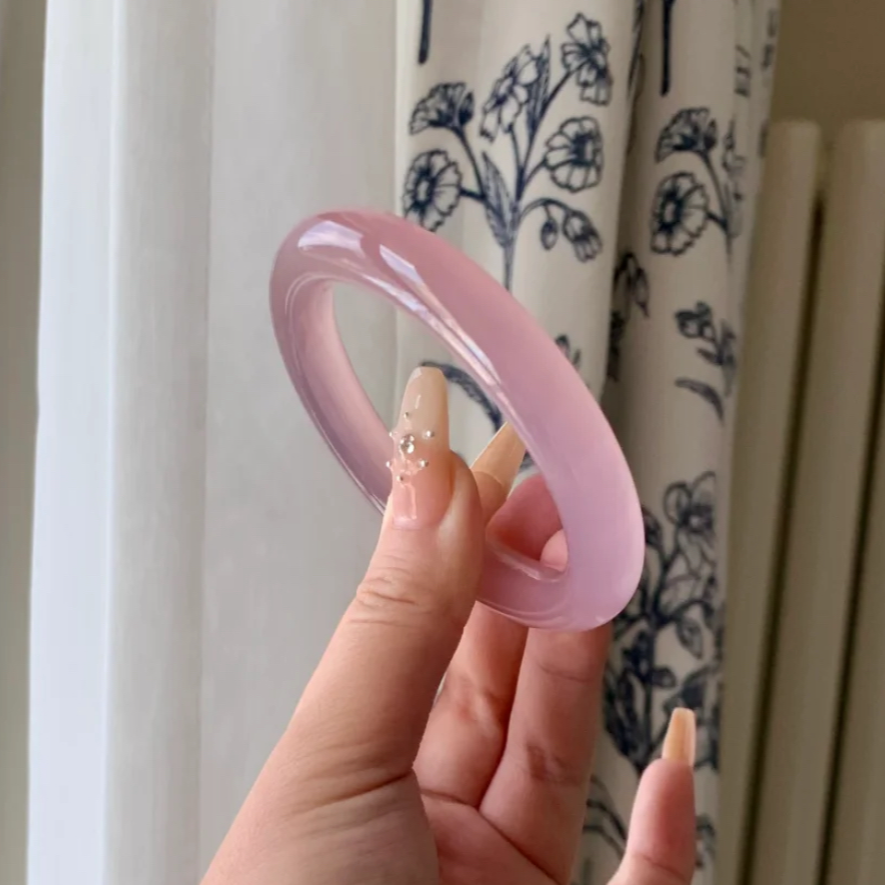 天然玉石西柚粉手镯