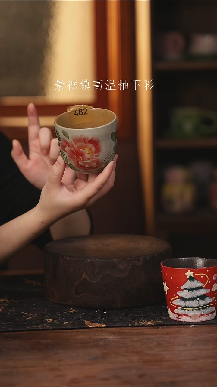 陶瓷景德镇高温釉下手绘陶瓷@L482@