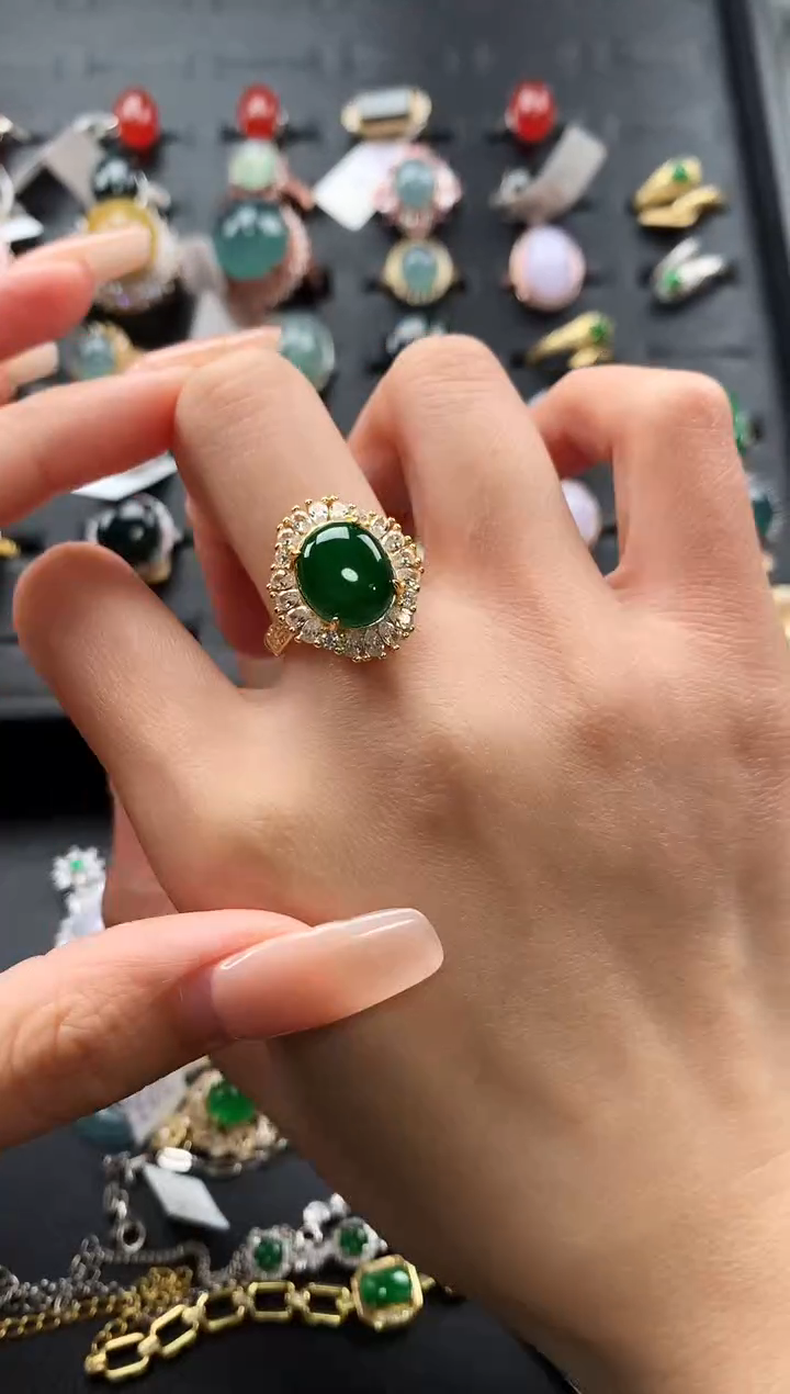 【闪购商品】翡翠戒指银S925镶嵌456754764