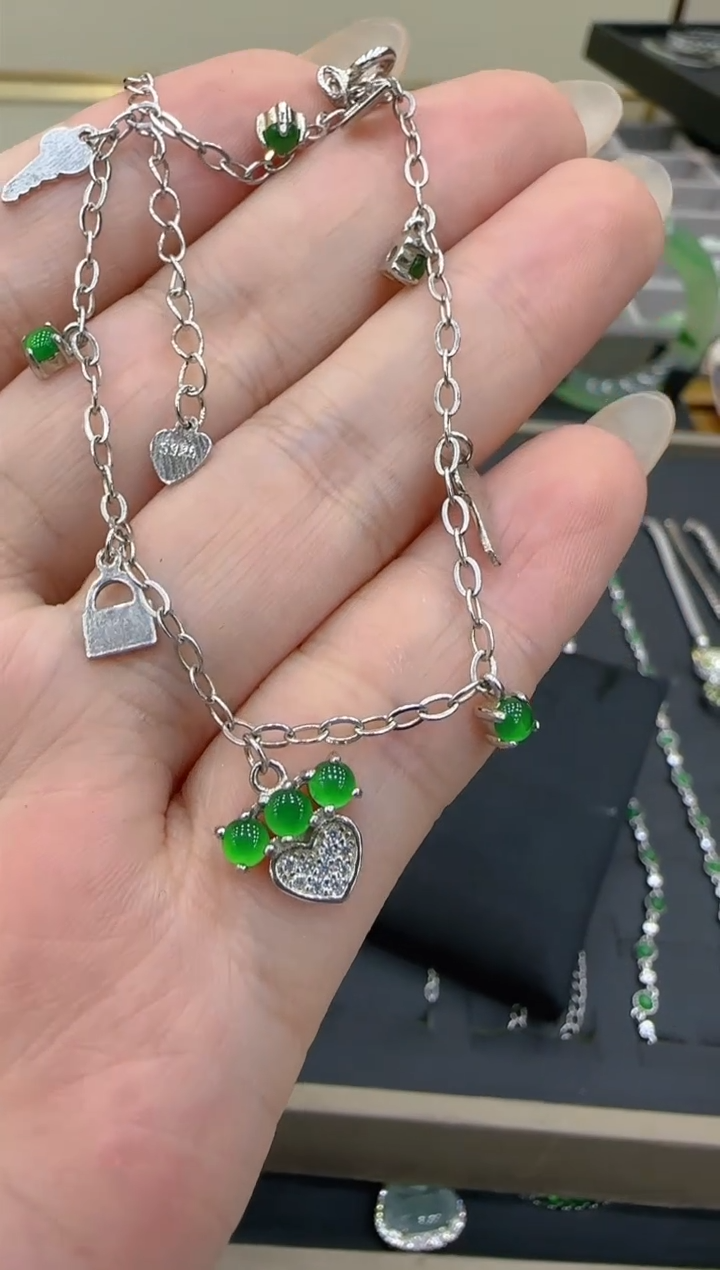 【闪购商品】翡翠手链银S925镶嵌团购多样性发一件