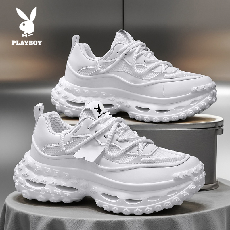 PLAYBOY/花花公子老爹鞋2025新款男士百搭透气网面厚底增高运动鞋
