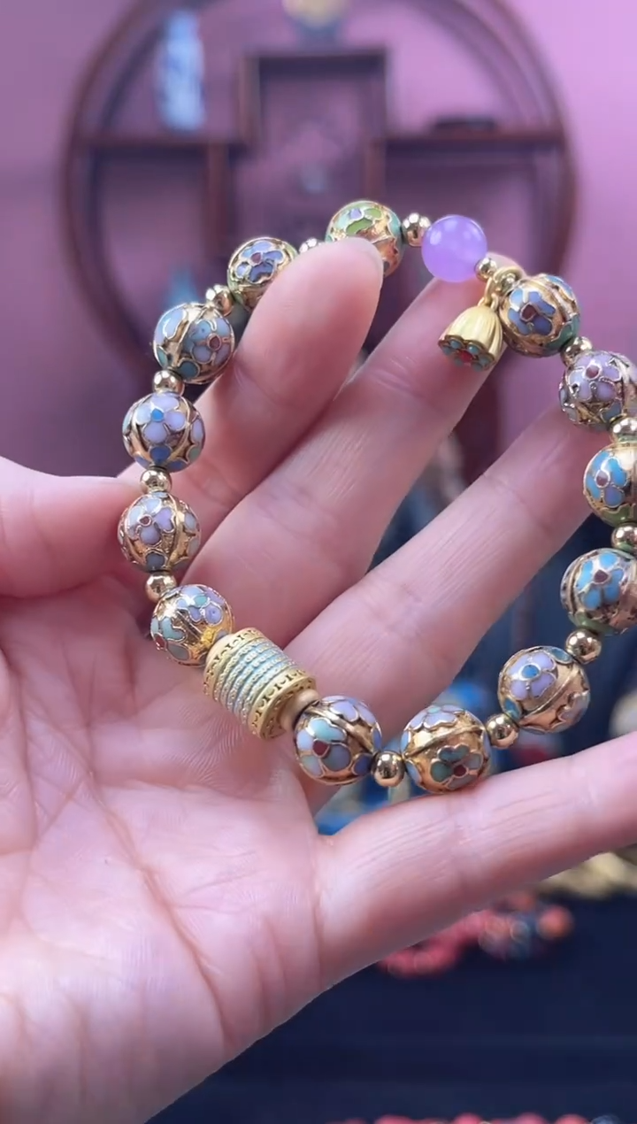 非遗 景泰蓝金地手串 4瓜棱1.0