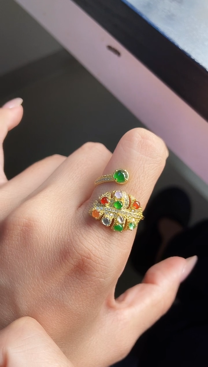 银S925镶嵌戒指翡翠12